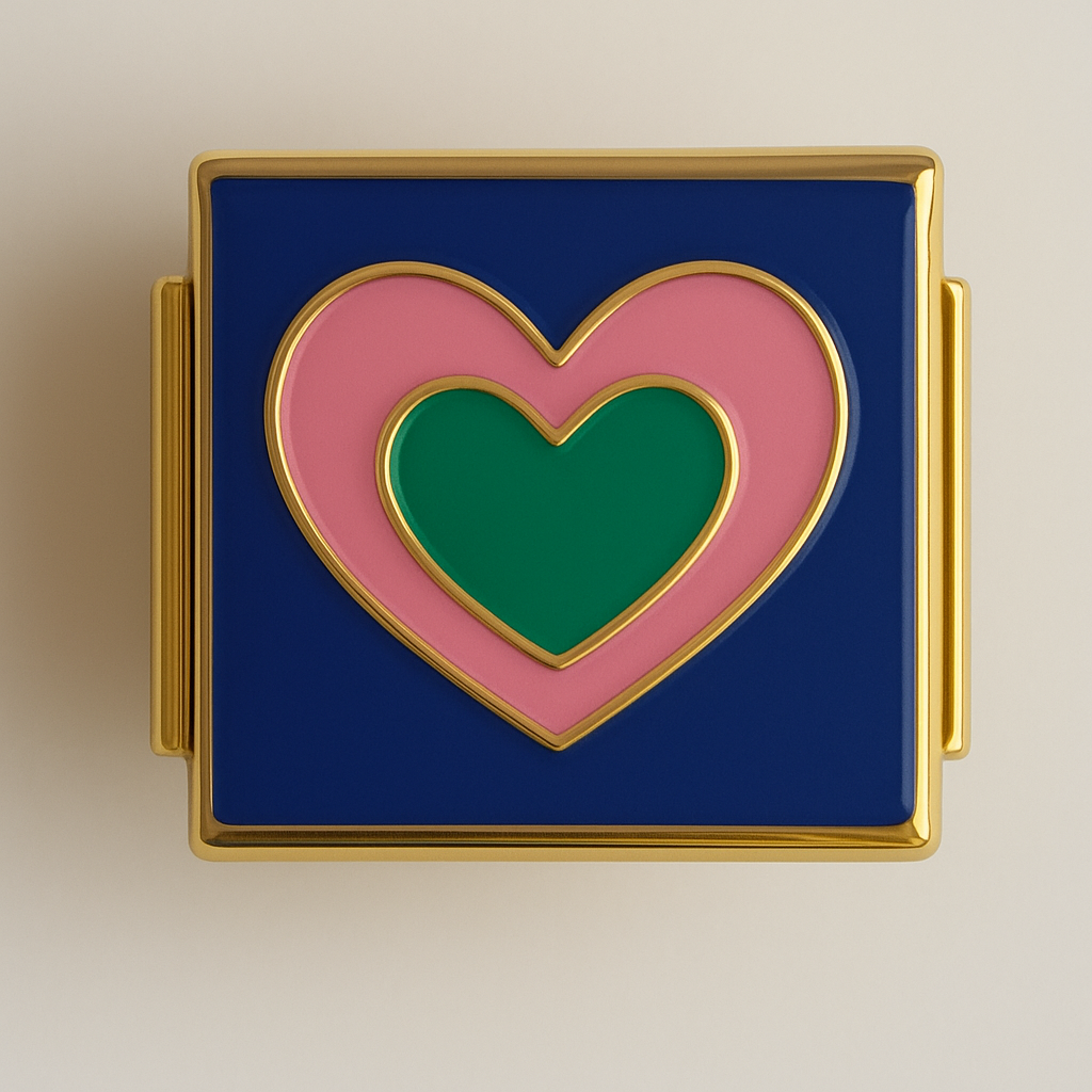 Pink x Green Heart Charm