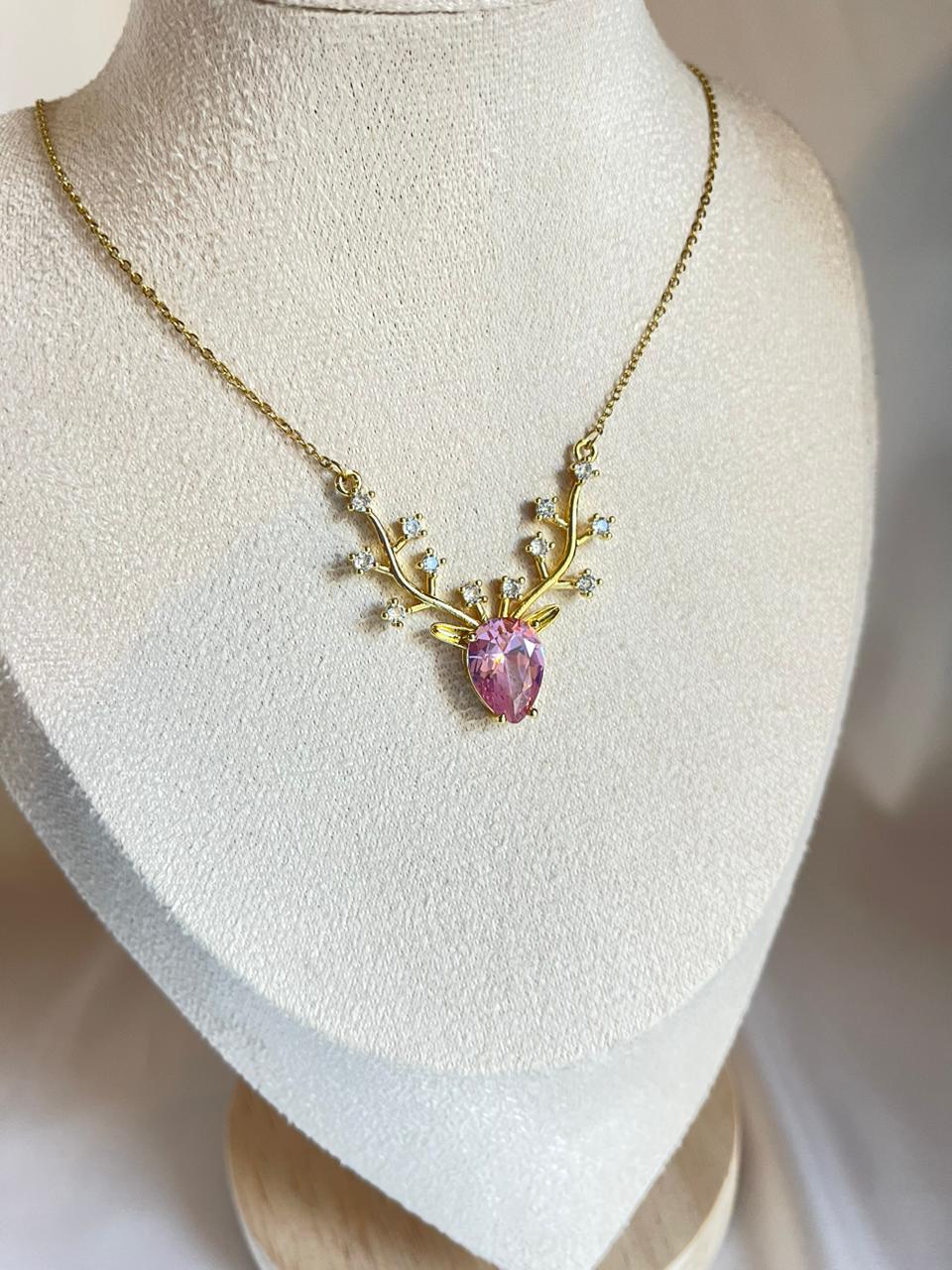 Pink Deer Necklace