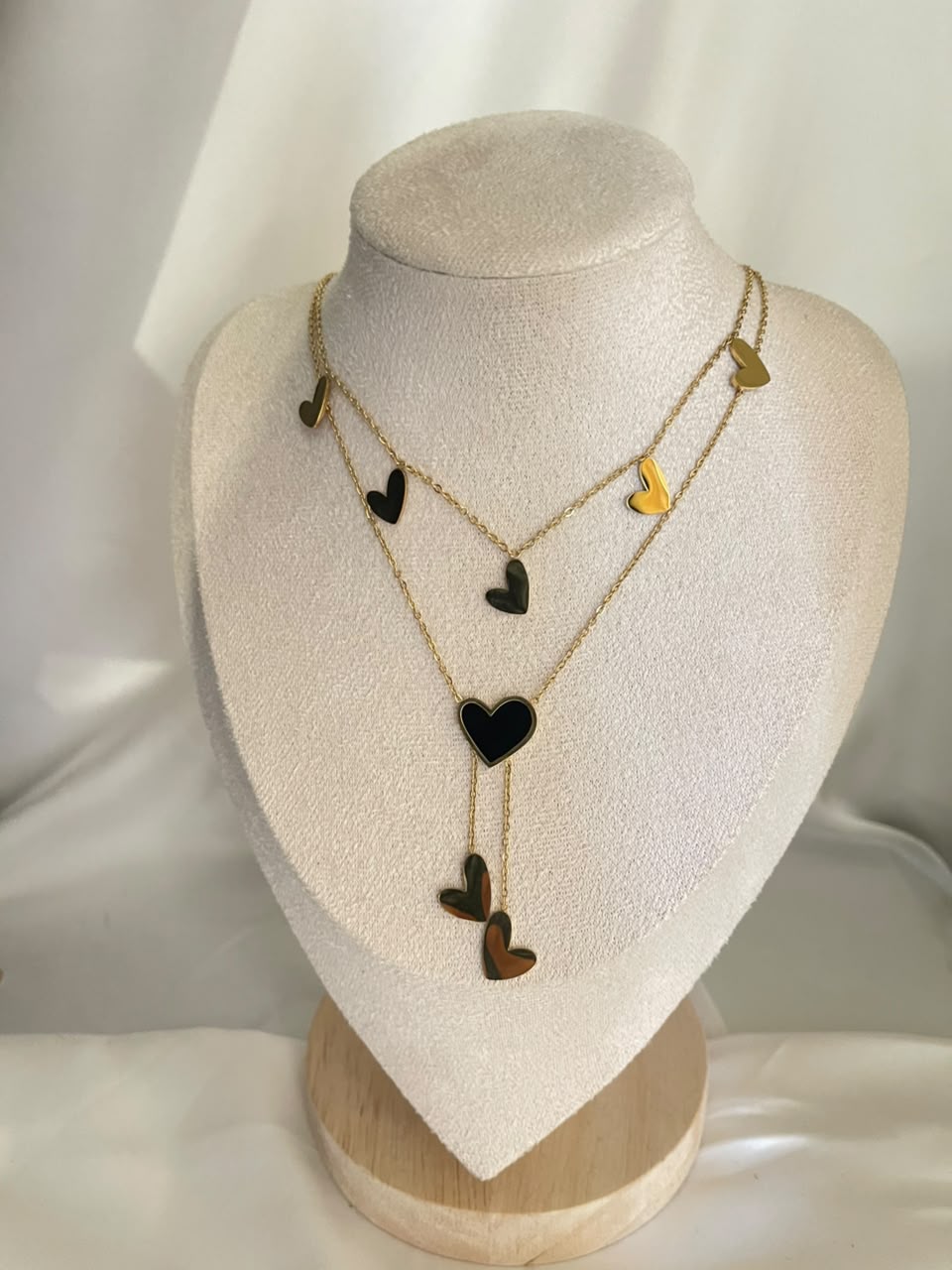 Black Heart Charms Necklace