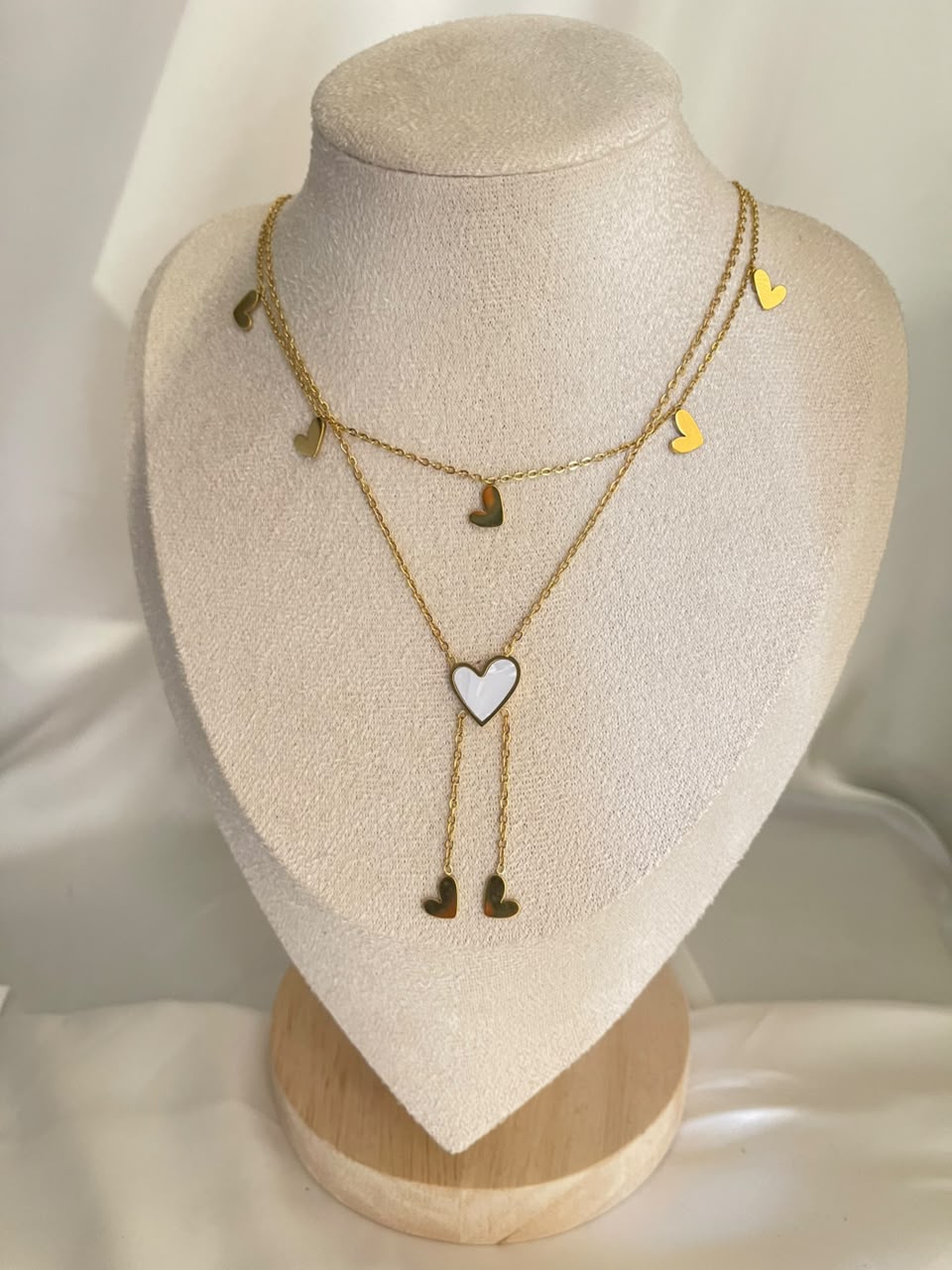 White Heart Charms Necklace